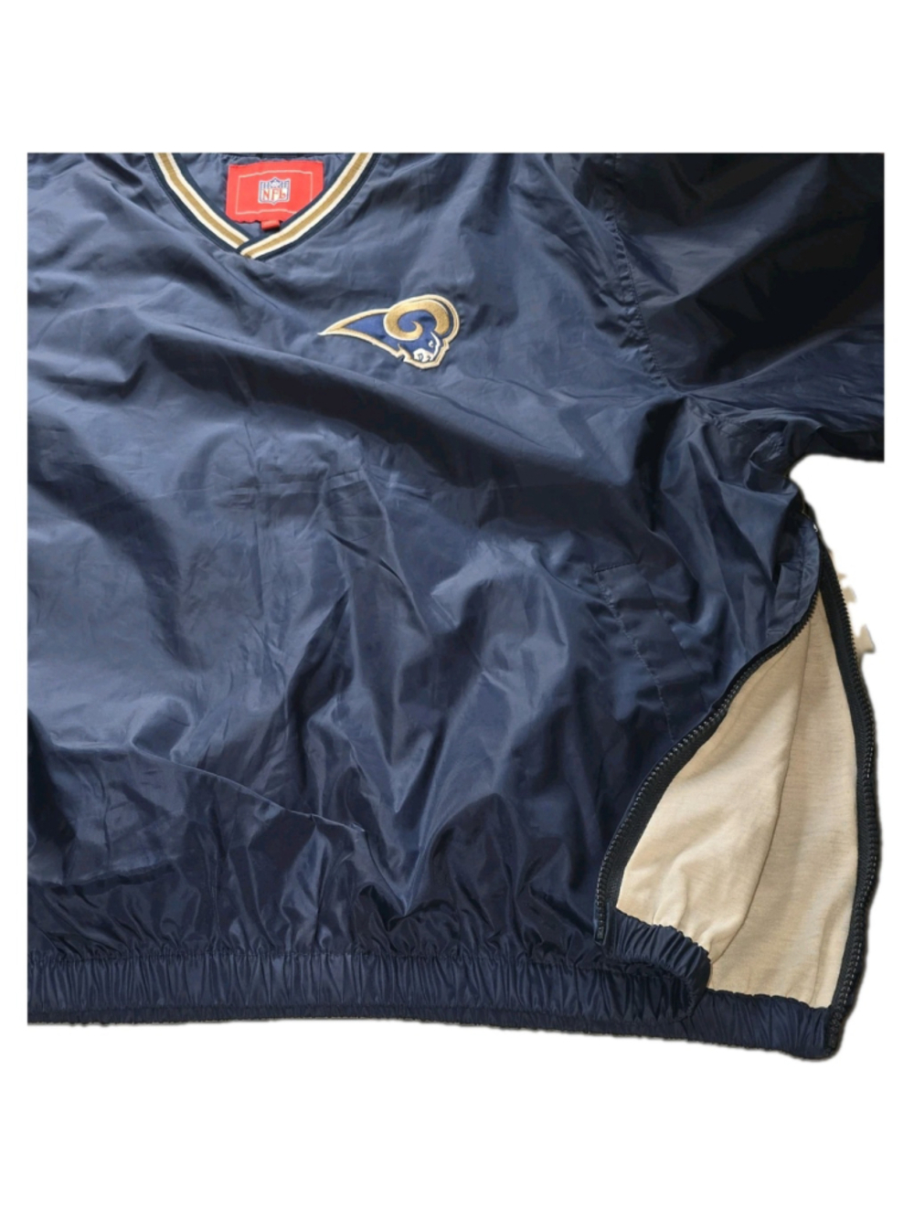 St Louis Rams NFL Pullover Windbreaker Jacket Mens Lg Y2K Navy Gold Embroidered - Picture 3 of 9